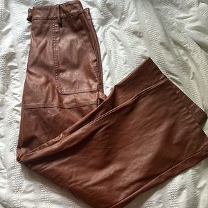 Burnt orange leather cargo pants